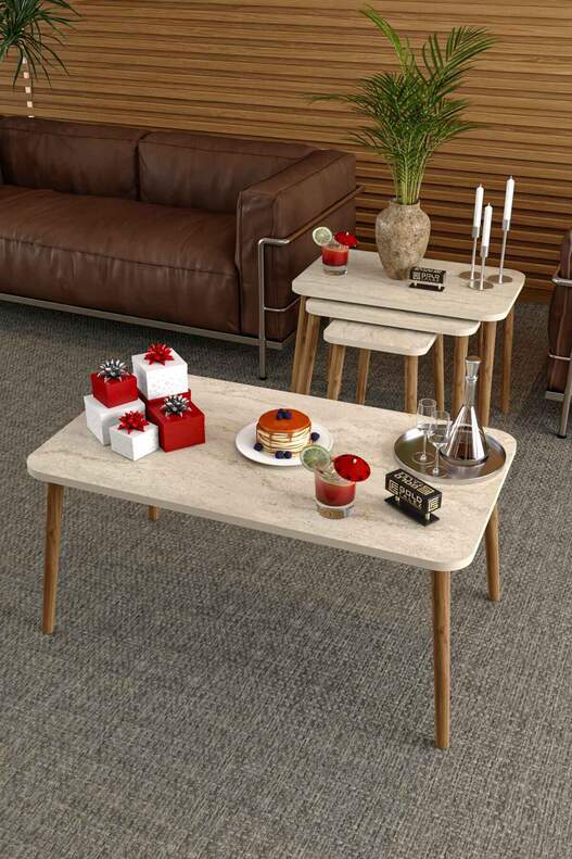 Wooden Square Coffee Table Set