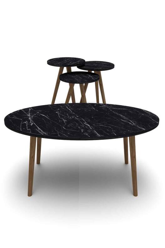 Ellipse Wooden Zigon Centre Coffee Table Set
