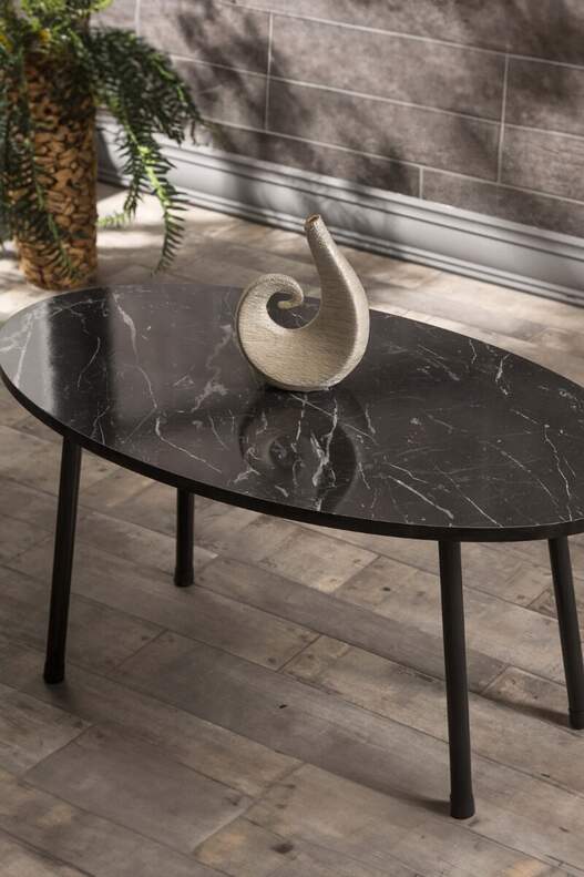 Black Metal Centre Coffee Table Ellipse