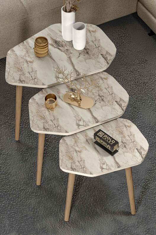 Trio 3 Wooden Zigon Coffee Table