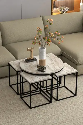 Oval Lux 5 Piece Center and Zigon Coffee Table Set