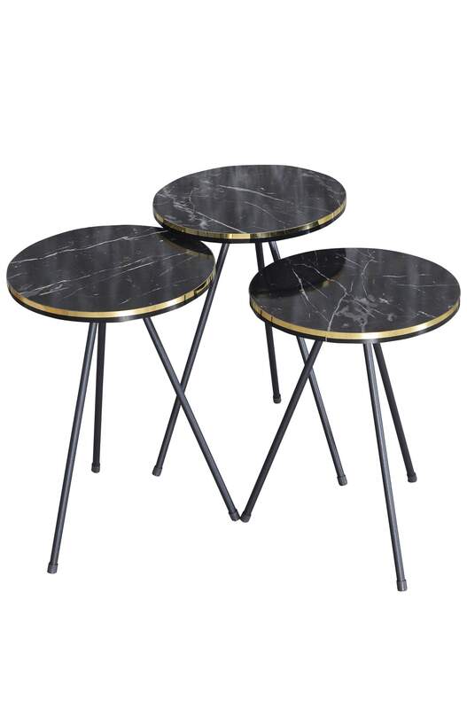 Black Metal Double Gold Coffee Table Set Square