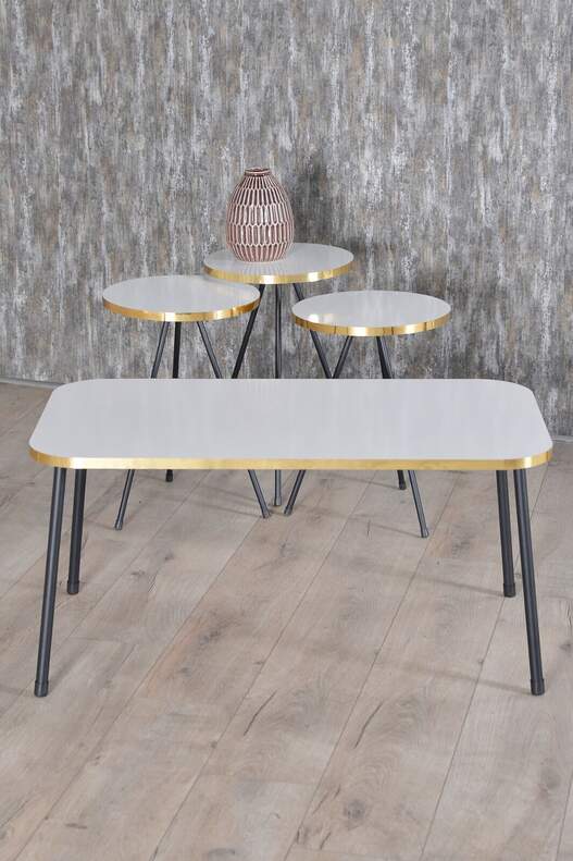 Black Metal Gold Coffee Table Set Square