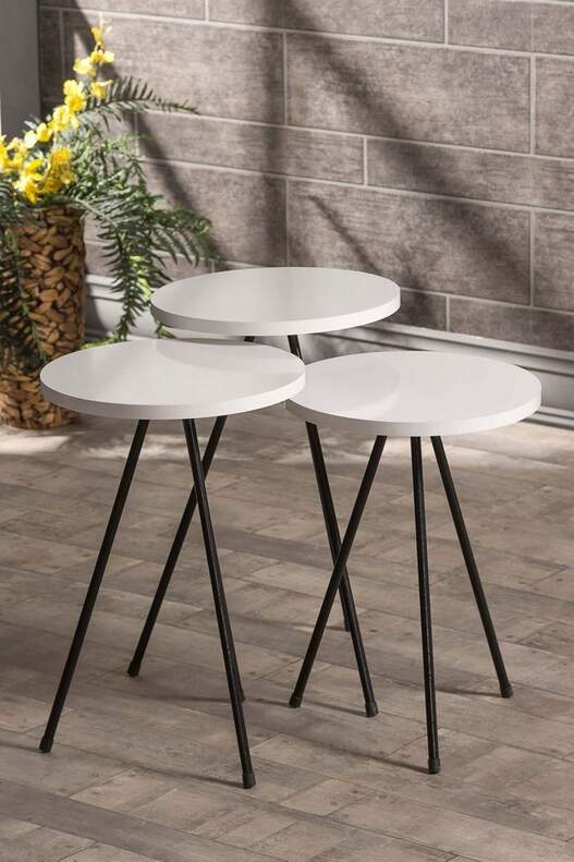 Black Metal Coffee Table Set Ellipse