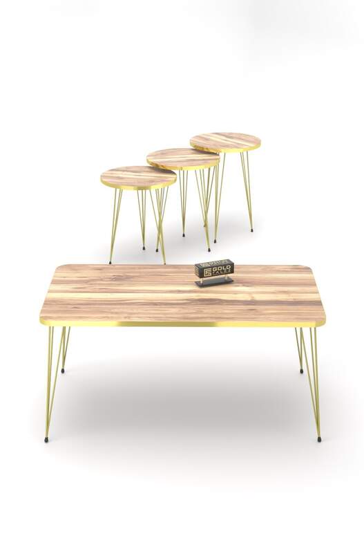 Gold Wire Zigon Coffee Table Set Square