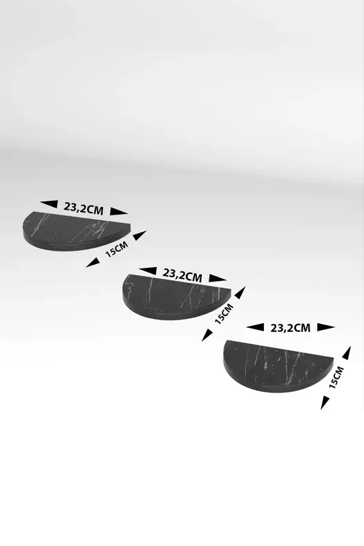 3'lü Altın Oval Duvar Rafı