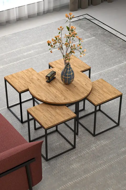 Oval Lux 5 Piece Center and Zigon Coffee Table Set