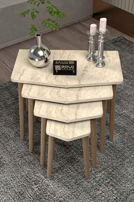 Elya Wooden 4 Piece Zigon Coffee Table