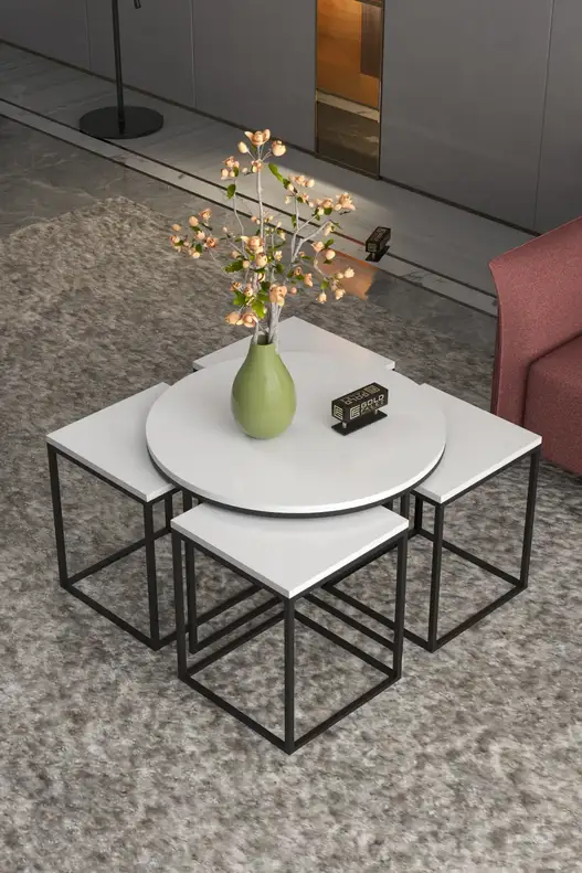Oval Lux 5 Piece Center and Zigon Coffee Table Set