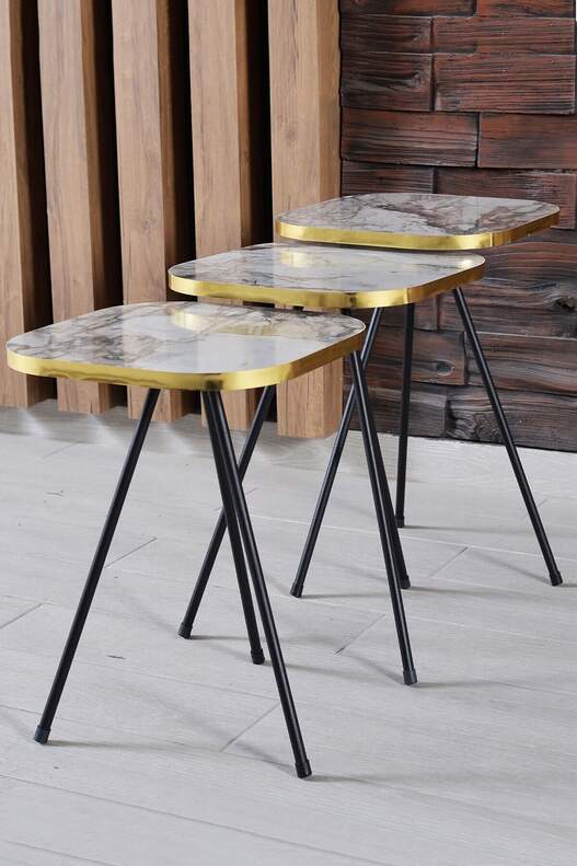 Black Metal Square Gold Zigon Coffee Table