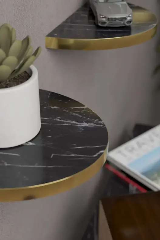 3'lü Altın Oval Duvar Rafı
