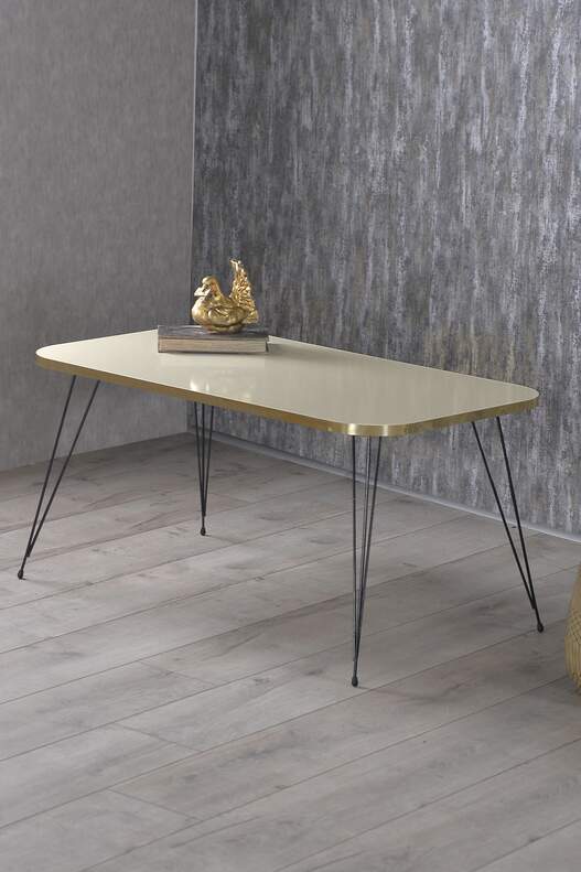 Black Wire Gold Coffee Table Set Square
