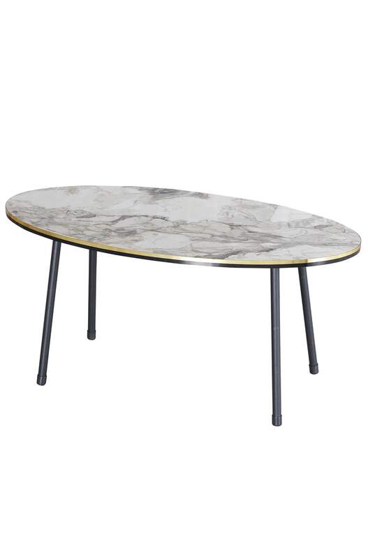 Black Metal Double Gold Coffee Table Set Ellipse