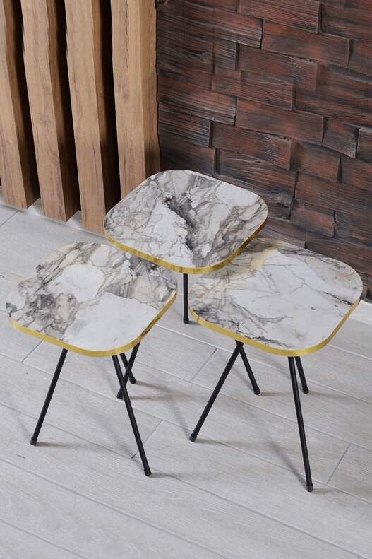 Black Metal Square Gold Zigon Coffee Table