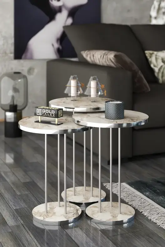 Coffee Table and Zigon Coffee Table Terra Set Silver