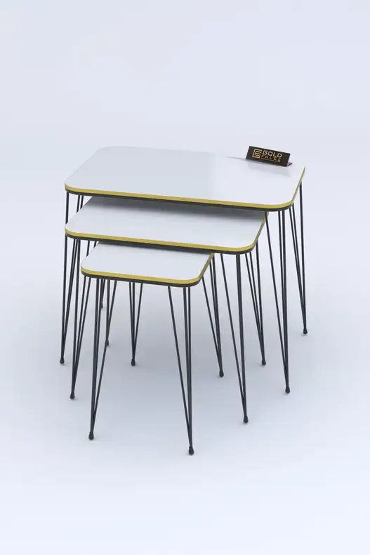Black Wire Double Gold Square Zigon Coffee Table