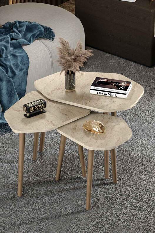Trio 3 Wooden Zigon Coffee Table