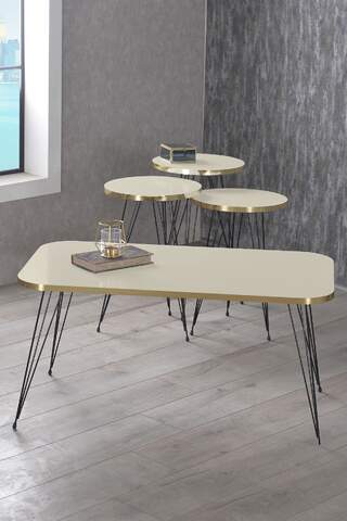 Black Wire Gold Coffee Table Set Square