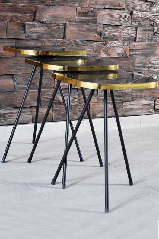 Black Metal Square Gold Zigon Coffee Table