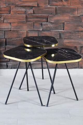 Black Metal Square Gold Zigon Coffee Table