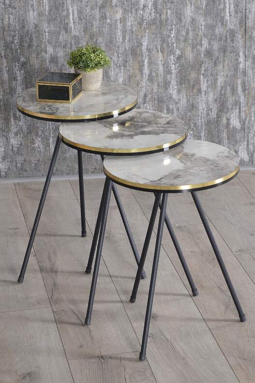 Black Metal Double Gold Coffee Table Set Ellipse