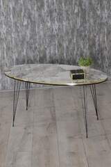 Black Wire Double Gold Centre Coffee Table Ellipse