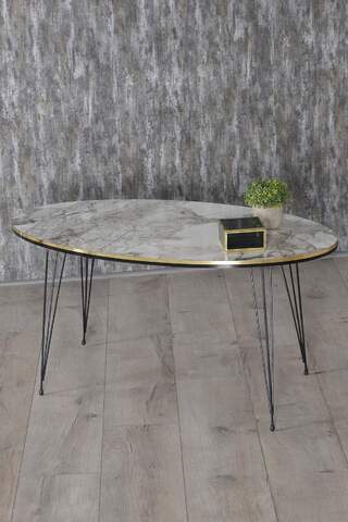Black Wire Double Gold Centre Coffee Table Ellipse