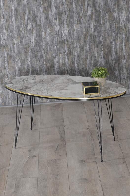 Black Wire Double Gold Centre Coffee Table Ellipse