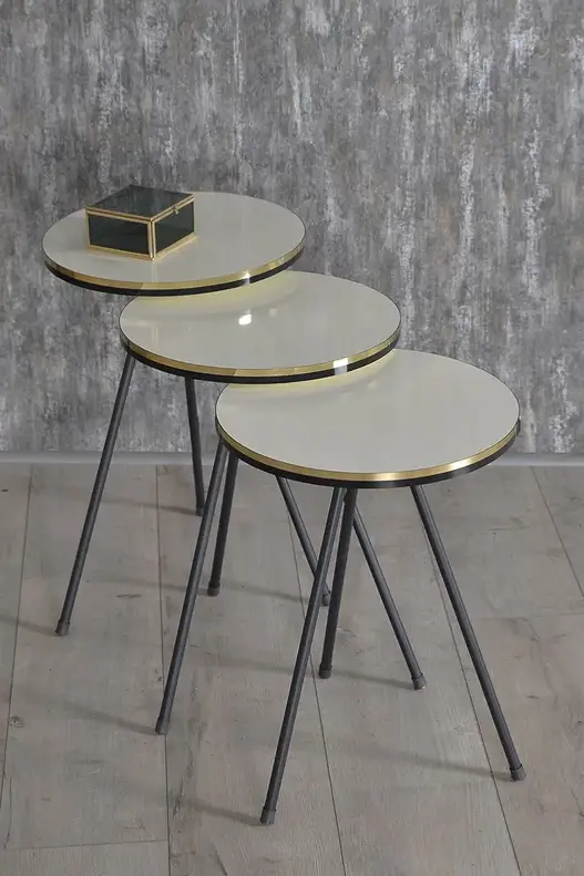 Black Metal Double Gold Zigon Coffee Table