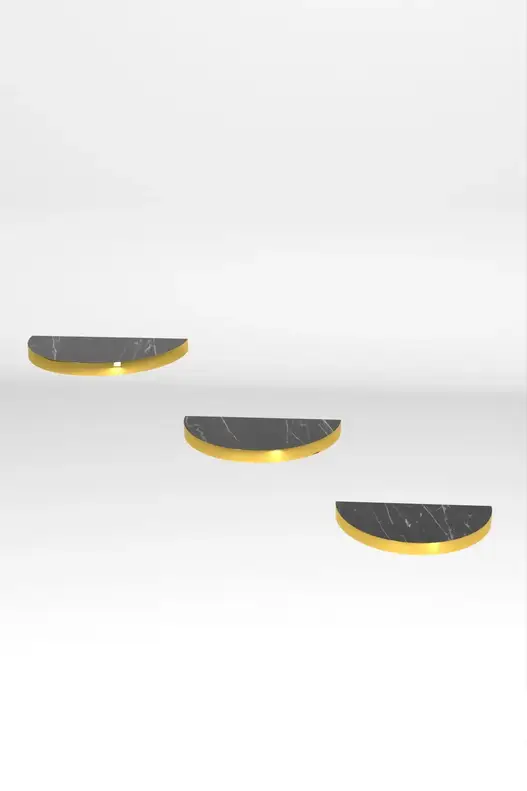 3'lü Altın Oval Duvar Rafı