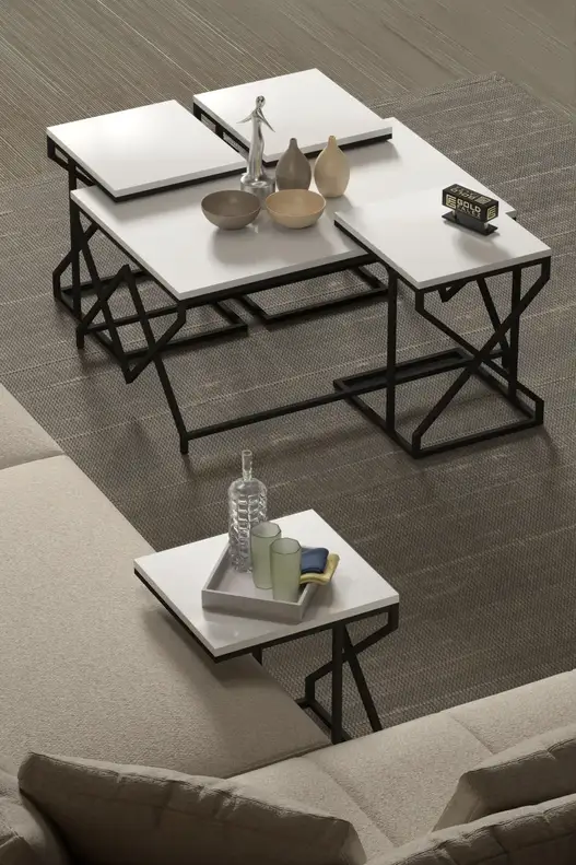 V Lux 5 Piece Center and Zigon Coffee Table Set