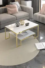 Flora Lux Orta Sehpa Altın Beyaz