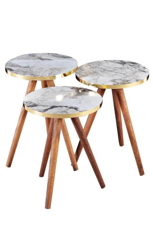 Gold Wooden Zigon Coffee Table