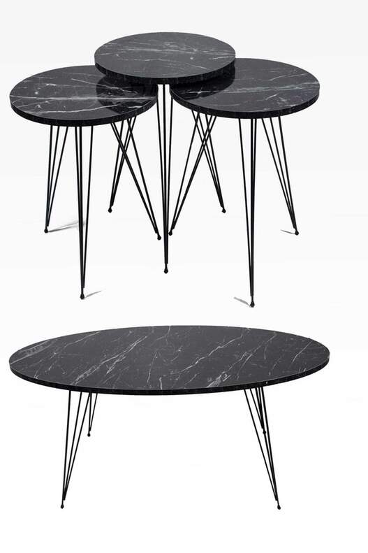 Black Wire Coffee Table Set Ellipse