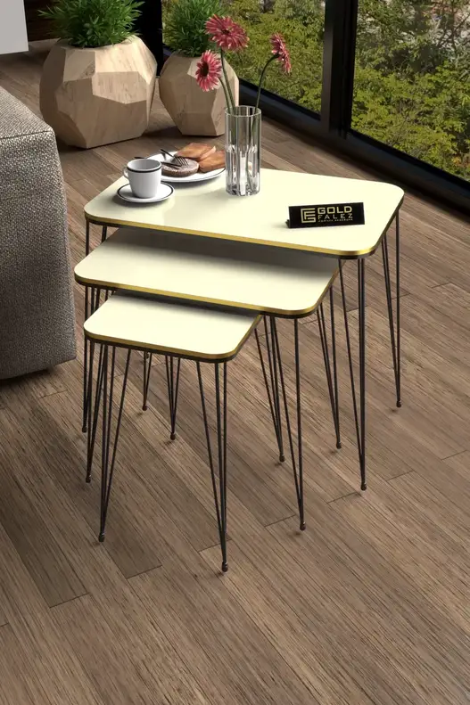 Black Wire Double Gold Square Zigon Coffee Table