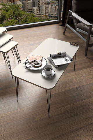 Black Wire Silver Centre Coffee Table Square