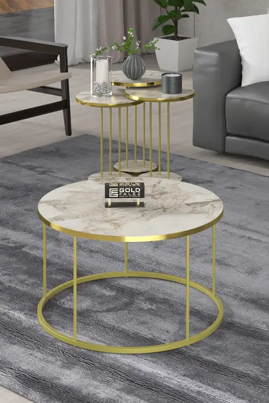 Coffee Table and Zigon Coffee Table Terra Set Gold