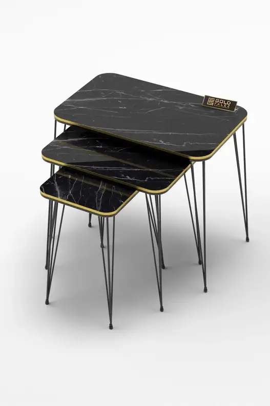Black Wire Double Gold Square Zigon Coffee Table