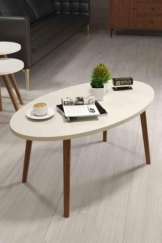 Ellipse Wooden Zigon Centre Coffee Table Set