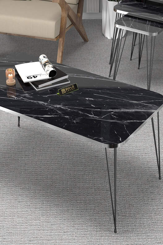 Black Wire Silver Centre Coffee Table Square