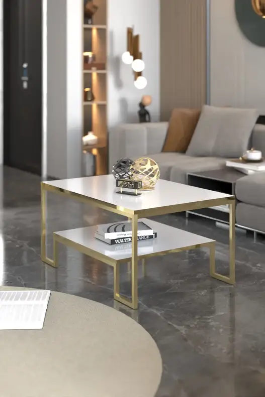 Flora Lux Center Table Gold White
