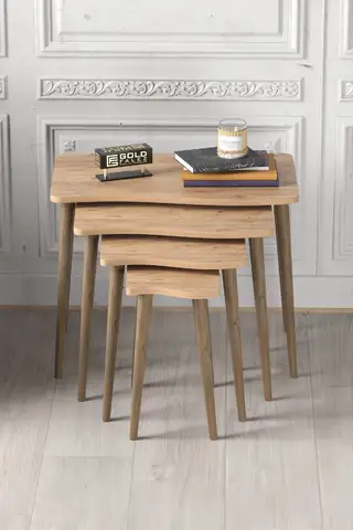 Zigon Coffee Table Wooden 4 Piece Square