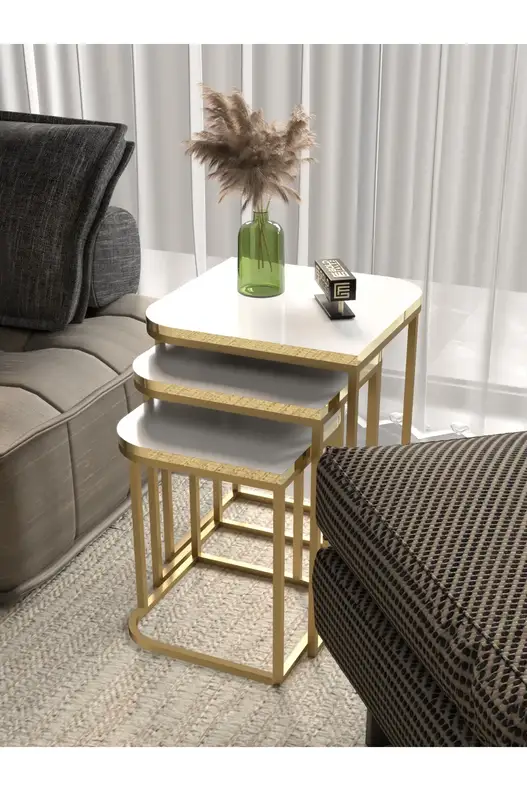 Damla Zigon Coffee Table Gold White