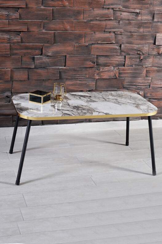Black Metal Gold Centre Coffee Table Square