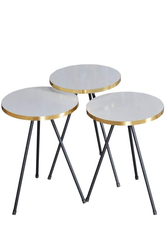 Black Metal Gold Coffee Table Set Square