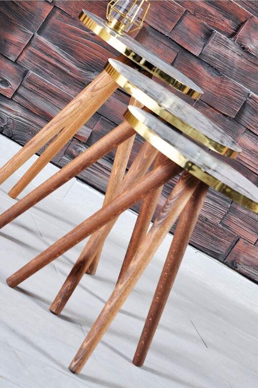 Gold Wooden Zigon Coffee Table