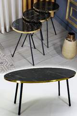 Black Metal Gold Coffee Table Set Ellipse