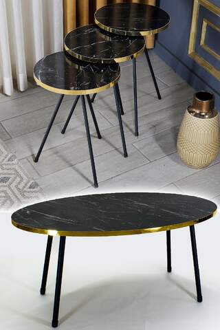 Black Metal Gold Coffee Table Set Ellipse