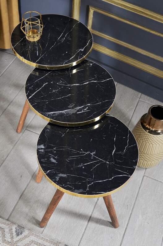 Gold Wooden Zigon Coffee Table