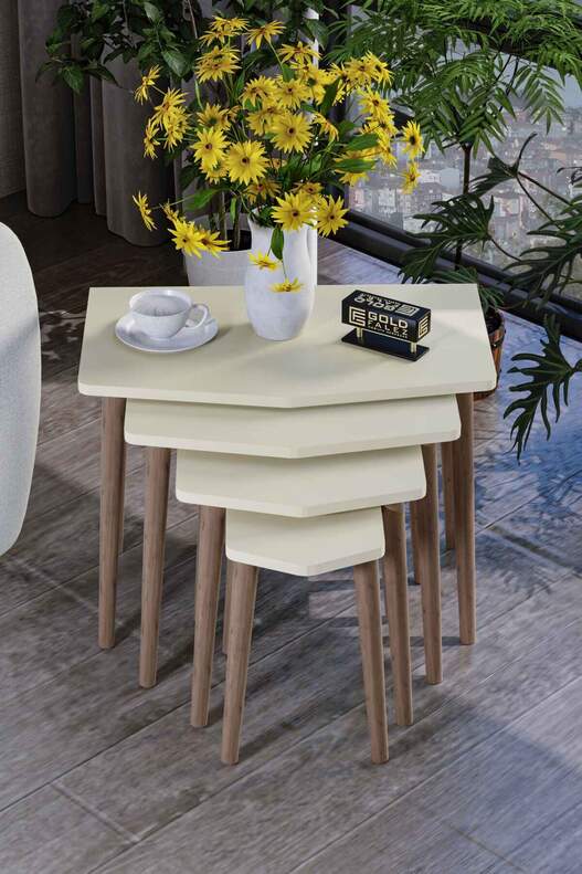 Elya Wooden 4 Piece Zigon Coffee Table